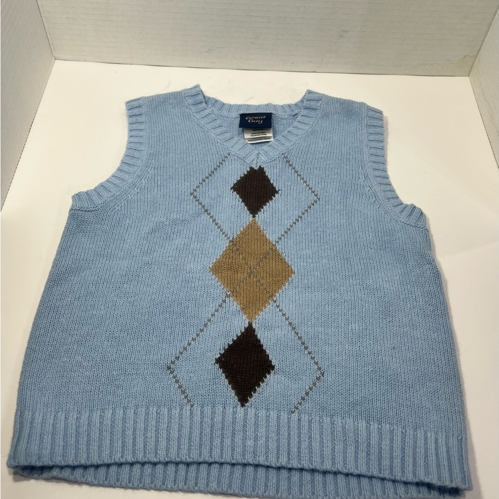 Kids Blue Argyle Sweater Vest
